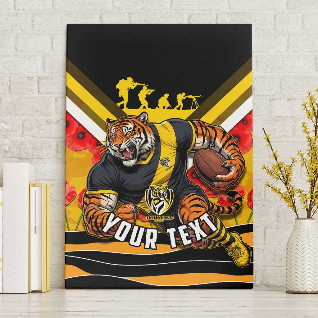 Personalised Richmond Tiger ANZAC Canvas Wall Art Military Remembrance Australian Football Mascot Camouflage