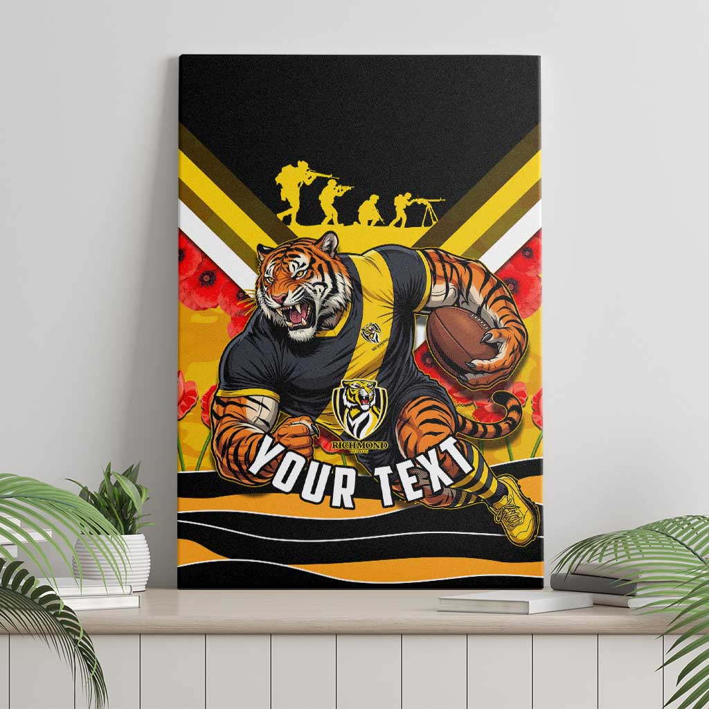 Personalised Richmond Tiger ANZAC Canvas Wall Art Military Remembrance Australian Football Mascot Camouflage