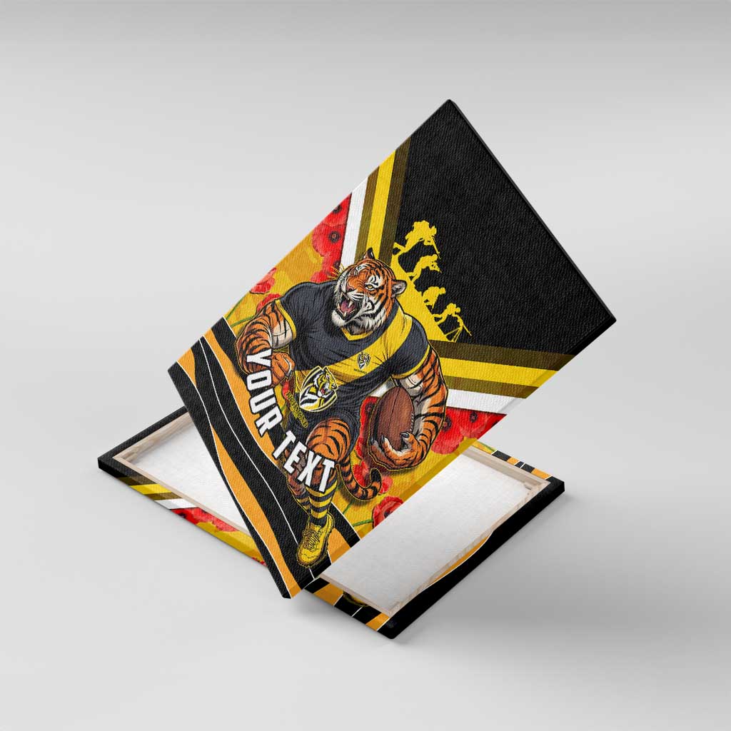 Personalised Richmond Tiger ANZAC Canvas Wall Art Military Remembrance Australian Football Mascot Camouflage