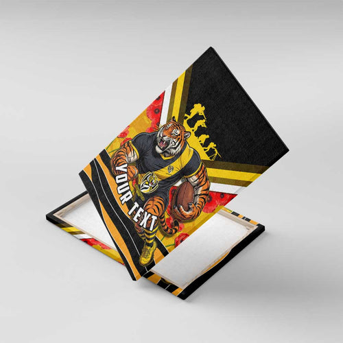 Personalised Richmond Tiger ANZAC Canvas Wall Art Military Remembrance Australian Football Mascot Camouflage