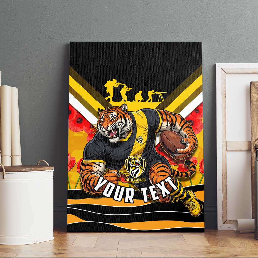 Personalised Richmond Tiger ANZAC Canvas Wall Art Military Remembrance Australian Football Mascot Camouflage
