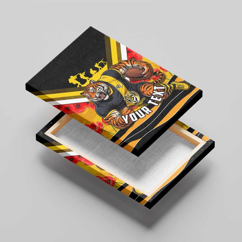 Personalised Richmond Tiger ANZAC Canvas Wall Art Military Remembrance Australian Football Mascot Camouflage