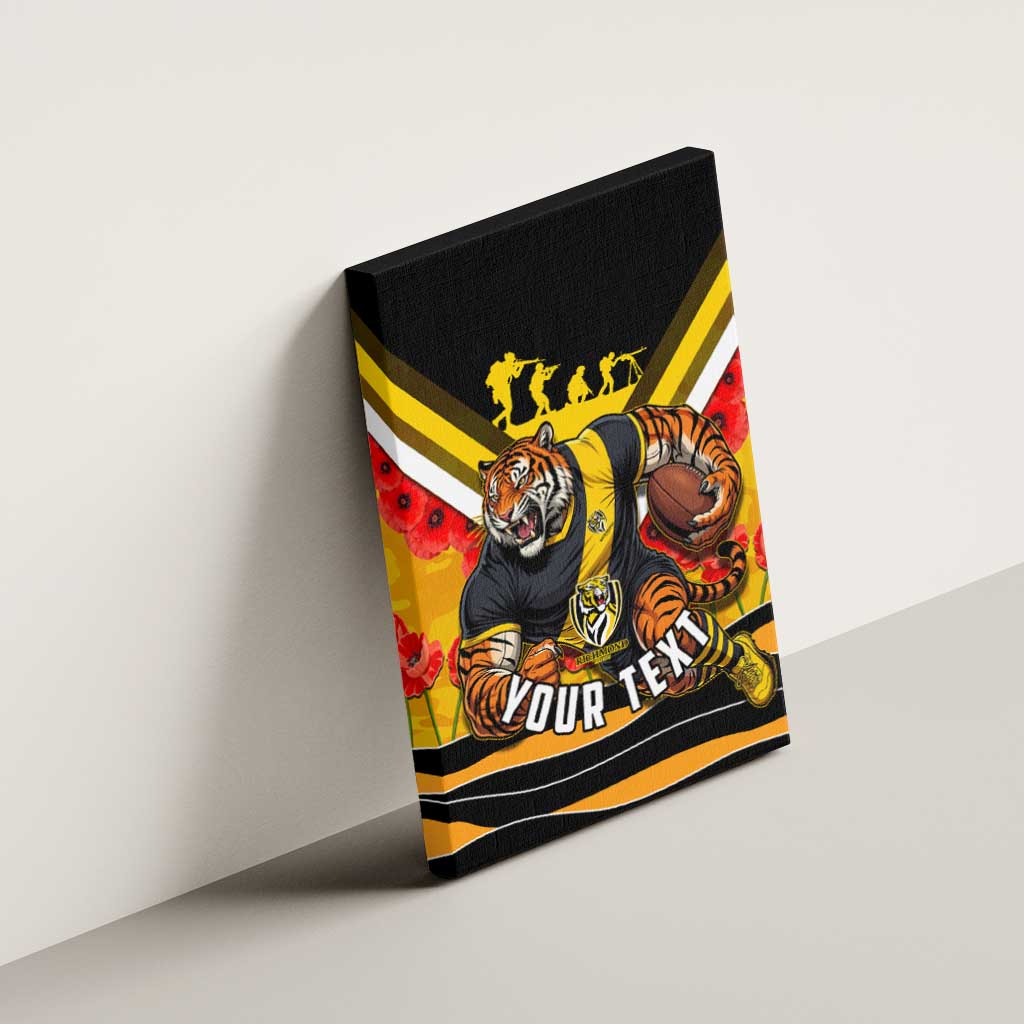 Personalised Richmond Tiger ANZAC Canvas Wall Art Military Remembrance Australian Football Mascot Camouflage