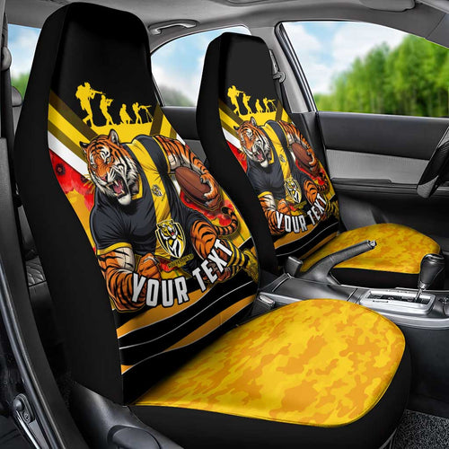 Personalised Richmond Tiger ANZAC Car Seat Cover Military Remembrance Australian Football Mascot Camouflage