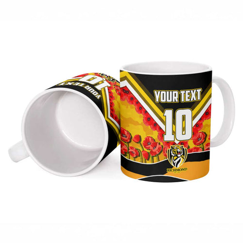 Personalised Richmond Tiger ANZAC Ceramic Mug Military Remembrance Australian Football Mascot Camouflage