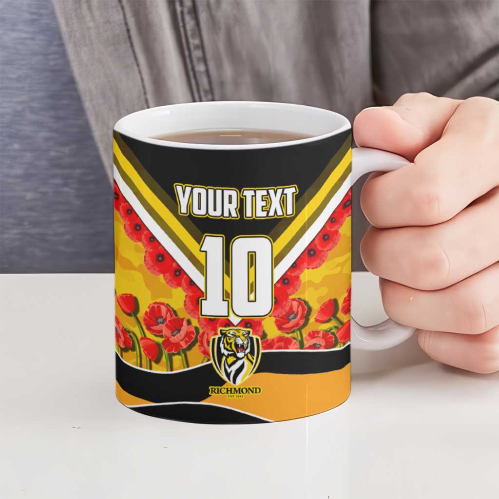 Personalised Richmond Tiger ANZAC Ceramic Mug Military Remembrance Australian Football Mascot Camouflage