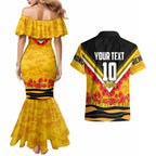 Personalised Richmond Tiger ANZAC Couples Matching Mermaid Dress and Hawaiian Shirt Military Remembrance Australian Football Mascot Camouflage