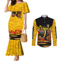 Personalised Richmond Tiger ANZAC Couples Matching Mermaid Dress and Long Sleeve Button Shirt Military Remembrance Australian Football Mascot Camouflage
