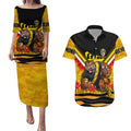 Personalised Richmond Tiger ANZAC Couples Matching Puletasi and Hawaiian Shirt Military Remembrance Australian Football Mascot Camouflage