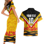 Personalised Richmond Tiger ANZAC Couples Matching Short Sleeve Bodycon Dress and Hawaiian Shirt Military Remembrance Australian Football Mascot Camouflage