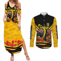 Personalised Richmond Tiger ANZAC Couples Matching Summer Maxi Dress and Long Sleeve Button Shirt Military Remembrance Australian Football Mascot Camouflage