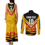 Personalised Richmond Tiger ANZAC Couples Matching Tank Maxi Dress and Long Sleeve Button Shirt Military Remembrance Australian Football Mascot Camouflage
