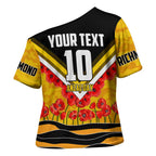 Personalised Richmond Tiger ANZAC Cross Shoulder Shirt Military Remembrance Australian Football Mascot Camouflage