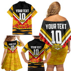 Personalised Richmond Tiger ANZAC Family Matching Off Shoulder Short Dress and Hawaiian Shirt Military Remembrance Australian Football Mascot Camouflage