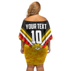 Personalised Richmond Tiger ANZAC Family Matching Off Shoulder Short Dress and Hawaiian Shirt Military Remembrance Australian Football Mascot Camouflage