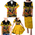 Personalised Richmond Tiger ANZAC Family Matching Puletasi and Hawaiian Shirt Military Remembrance Australian Football Mascot Camouflage