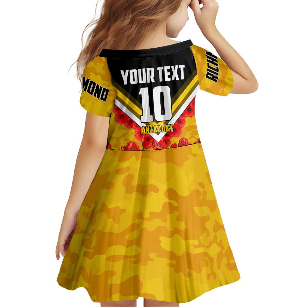 Personalised Richmond Tiger ANZAC Family Matching Puletasi and Hawaiian Shirt Military Remembrance Australian Football Mascot Camouflage