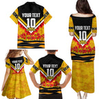 Personalised Richmond Tiger ANZAC Family Matching Puletasi and Hawaiian Shirt Military Remembrance Australian Football Mascot Camouflage