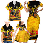 Personalised Richmond Tiger ANZAC Family Matching Short Sleeve Bodycon Dress and Hawaiian Shirt Military Remembrance Australian Football Mascot Camouflage