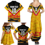 Personalised Richmond Tiger ANZAC Family Matching Summer Maxi Dress and Hawaiian Shirt Military Remembrance Australian Football Mascot Camouflage
