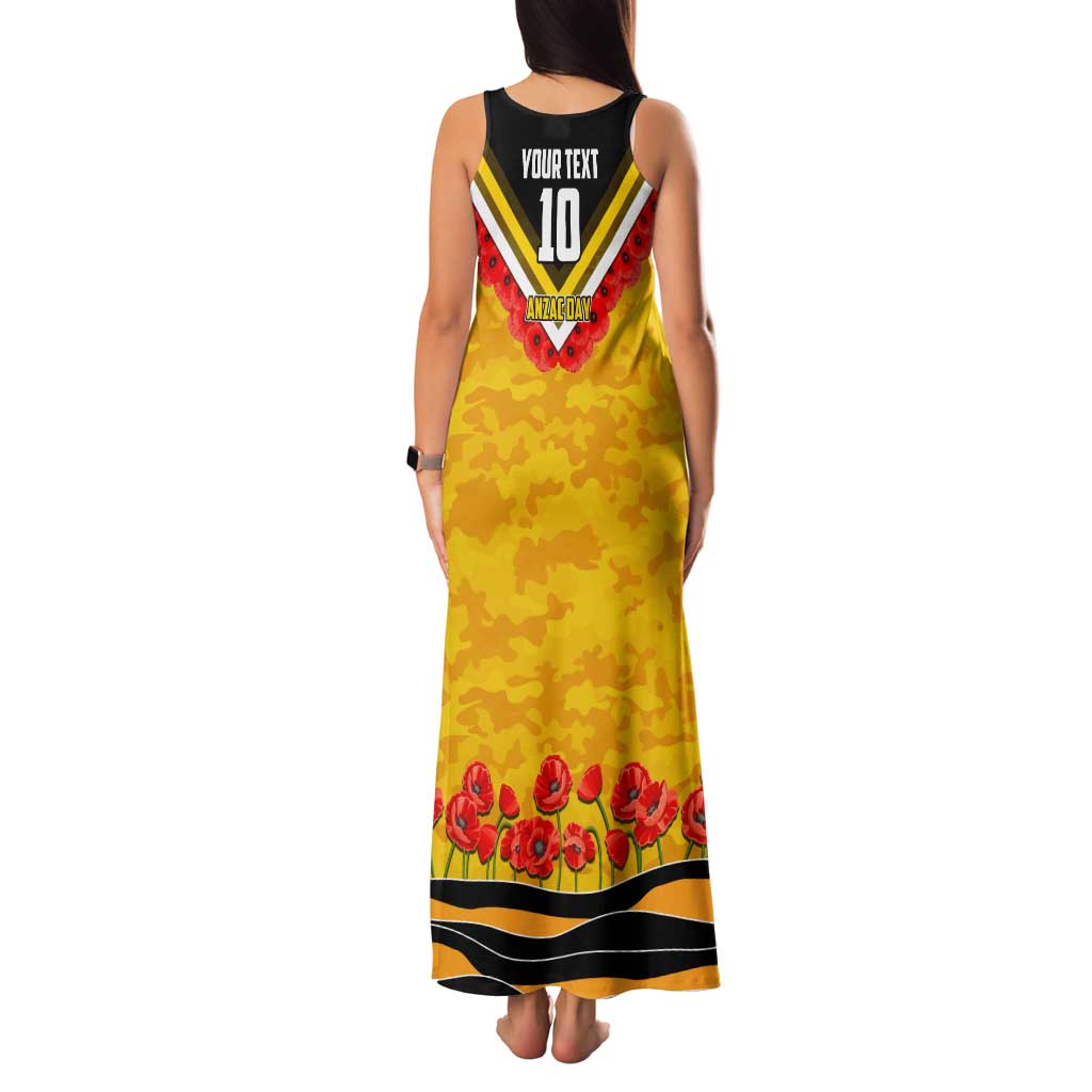 Personalised Richmond Tiger ANZAC Family Matching Tank Maxi Dress and Hawaiian Shirt Military Remembrance Australian Football Mascot Camouflage