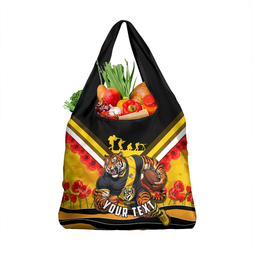 Personalised Richmond Tiger ANZAC Grocery Bag Military Remembrance Australian Football Mascot Camouflage