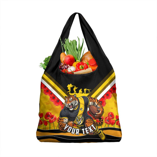 Personalised Richmond Tiger ANZAC Grocery Bag Military Remembrance Australian Football Mascot Camouflage