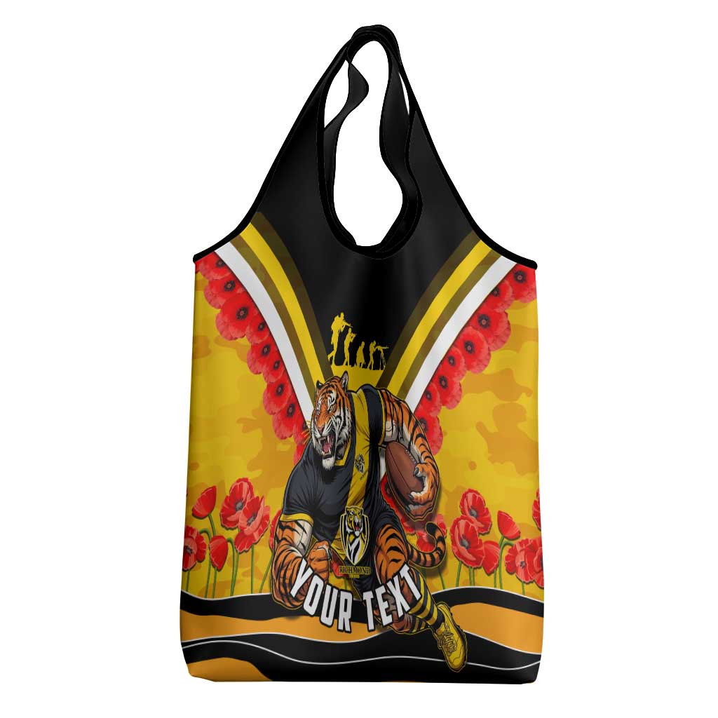 Personalised Richmond Tiger ANZAC Grocery Bag Military Remembrance Australian Football Mascot Camouflage