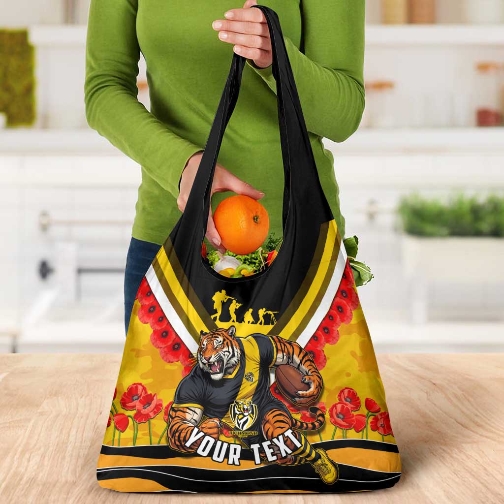 Personalised Richmond Tiger ANZAC Grocery Bag Military Remembrance Australian Football Mascot Camouflage