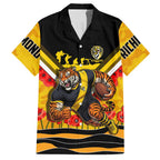 Personalised Richmond Tiger ANZAC Hawaiian Shirt Military Remembrance Australian Football Mascot Camouflage