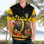 Personalised Richmond Tiger ANZAC Hawaiian Shirt Military Remembrance Australian Football Mascot Camouflage