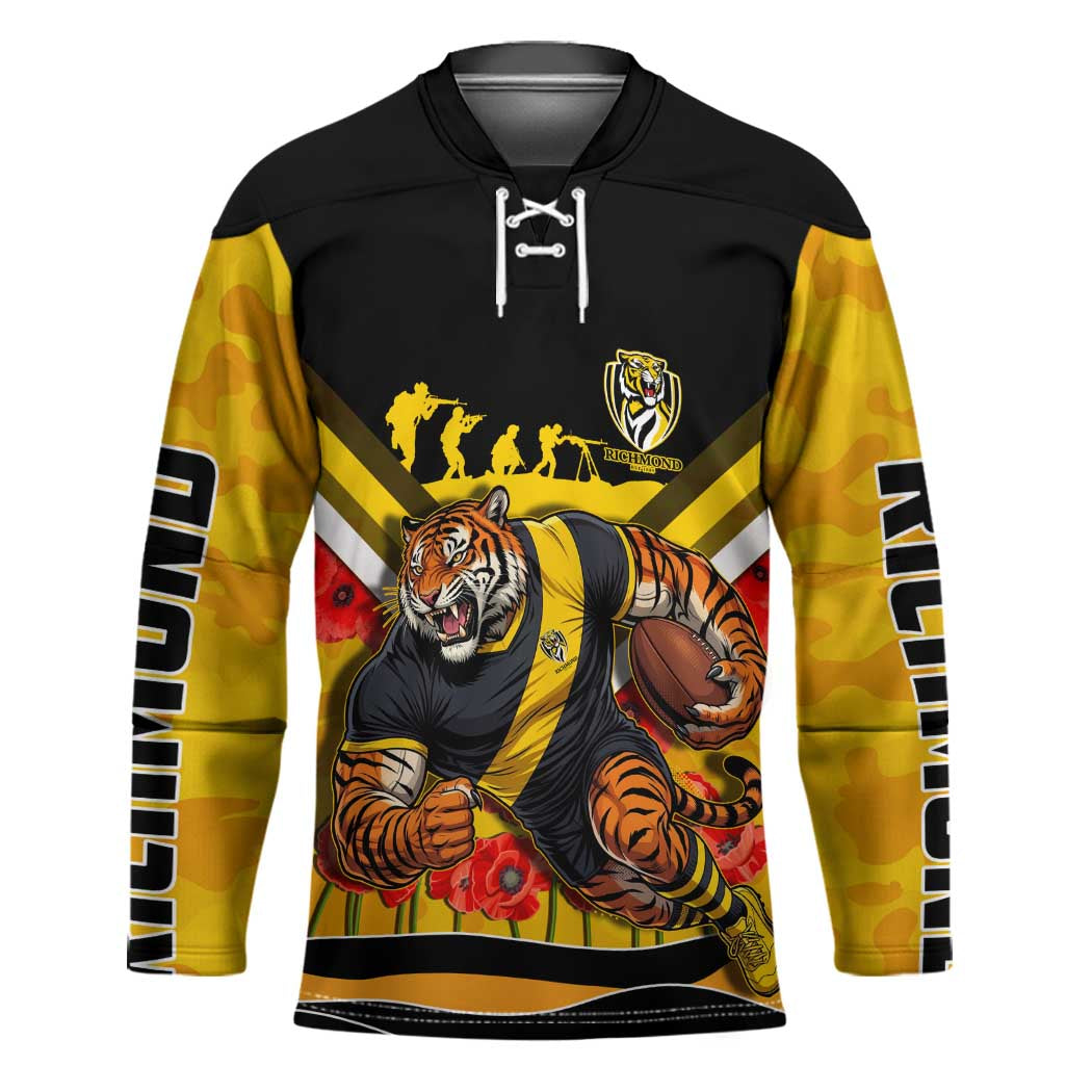 Personalised Richmond Tiger ANZAC Hockey Jersey Military Remembrance Australian Football Mascot Camouflage
