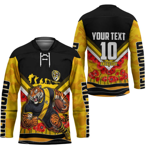 Personalised Richmond Tiger ANZAC Hockey Jersey Military Remembrance Australian Football Mascot Camouflage