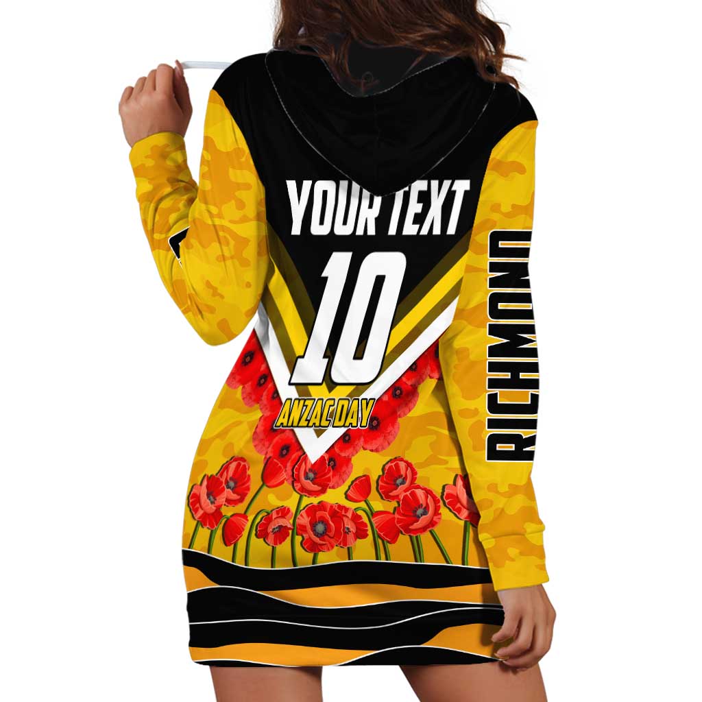 Personalised Richmond Tiger ANZAC Hoodie Dress Military Remembrance Australian Football Mascot Camouflage