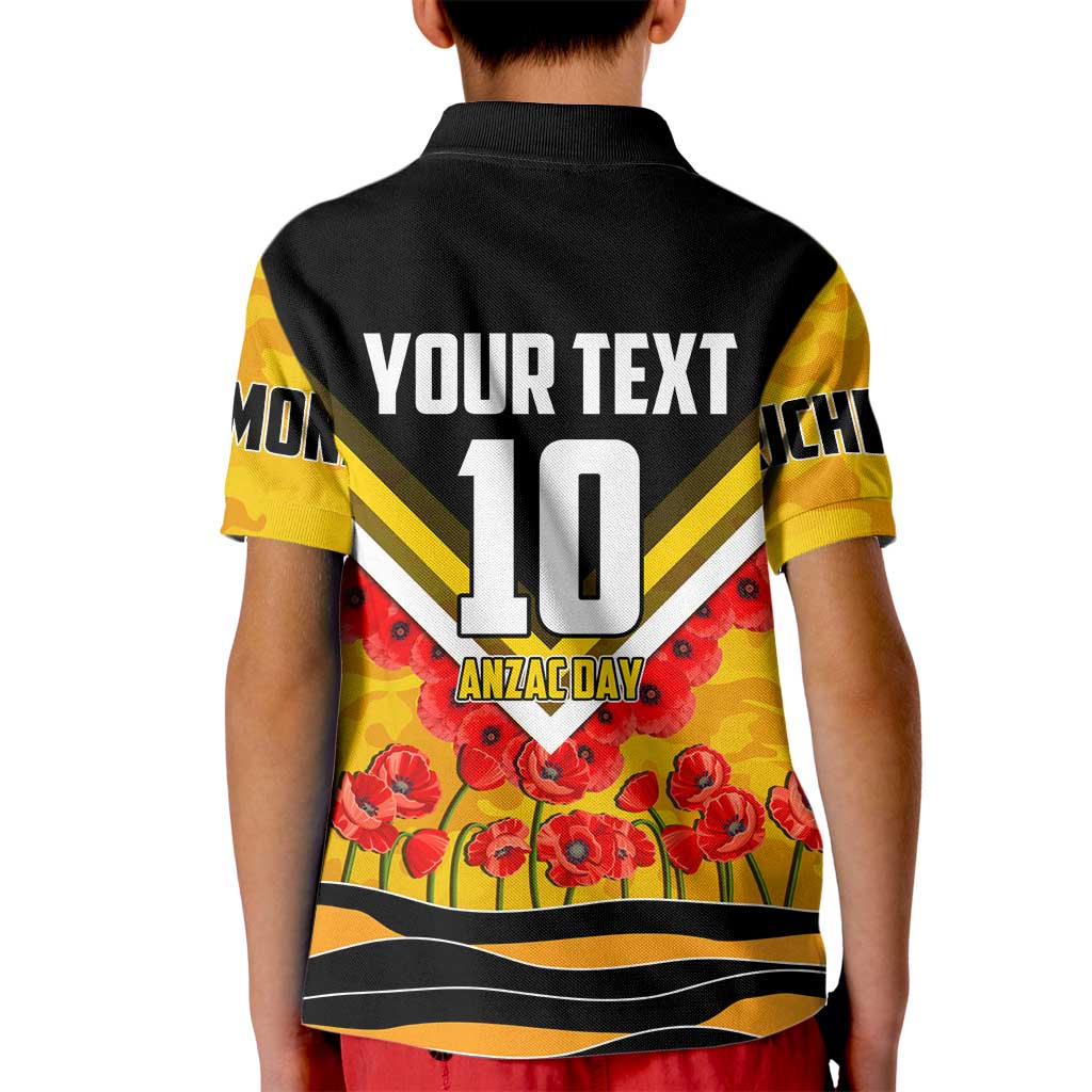 Personalised Richmond Tiger ANZAC Kid Polo Shirt Military Remembrance Australian Football Mascot Camouflage