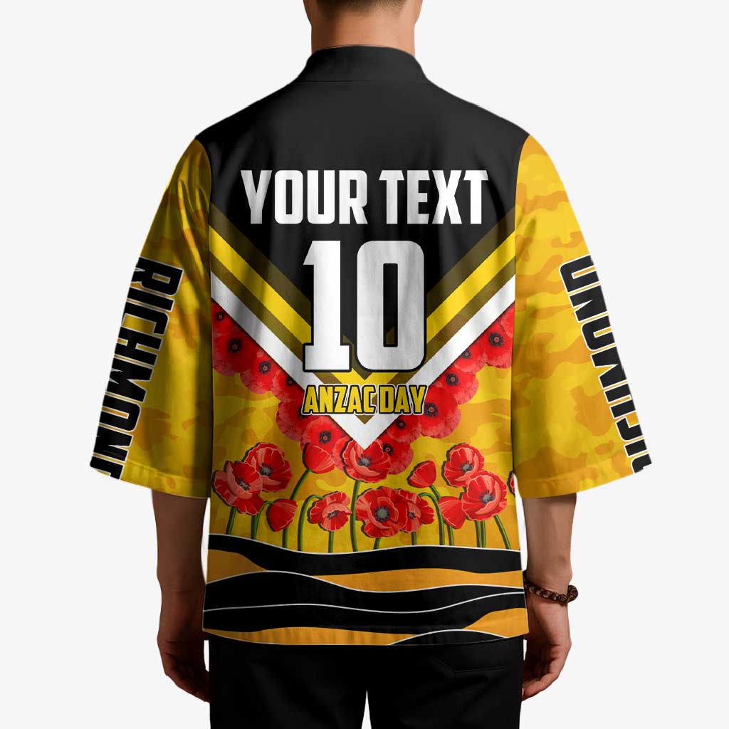 Personalised Richmond Tiger ANZAC Kimono Military Remembrance Australian Football Mascot Camouflage