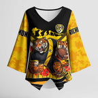 Personalised Richmond Tiger ANZAC Kimono Sleeve Blouse Military Remembrance Australian Football Mascot Camouflage