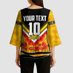 Personalised Richmond Tiger ANZAC Kimono Sleeve Blouse Military Remembrance Australian Football Mascot Camouflage