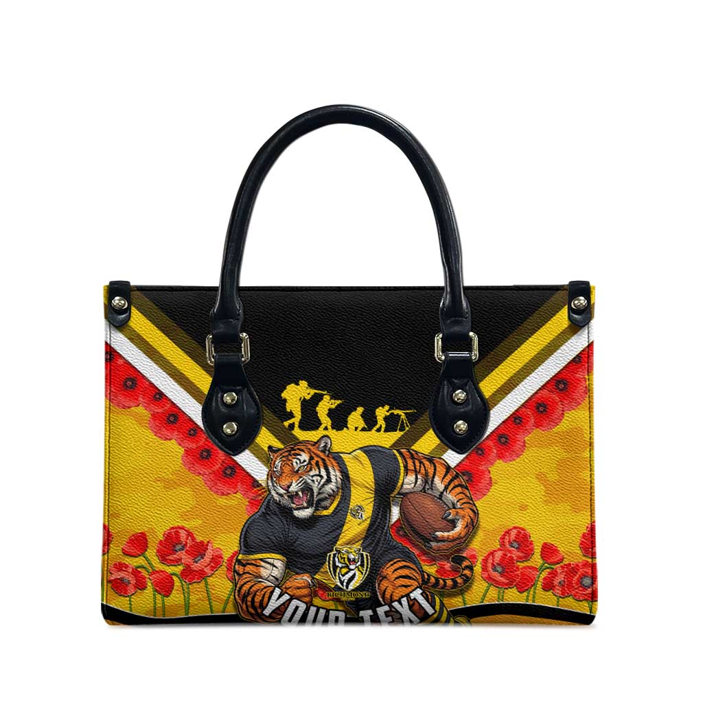 Personalised Richmond Tiger ANZAC Leather Bag Military Remembrance Australian Football Mascot Camouflage