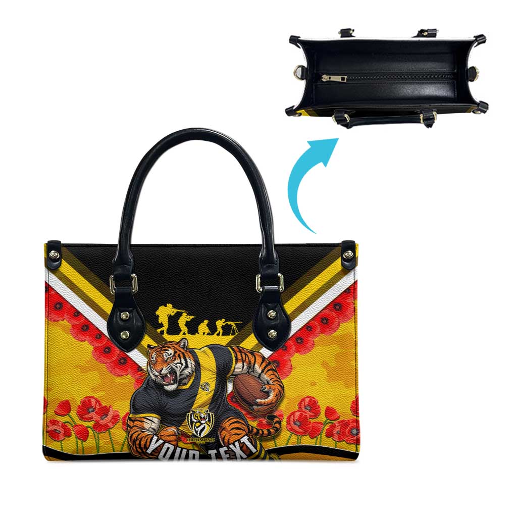 Personalised Richmond Tiger ANZAC Leather Bag Military Remembrance Australian Football Mascot Camouflage