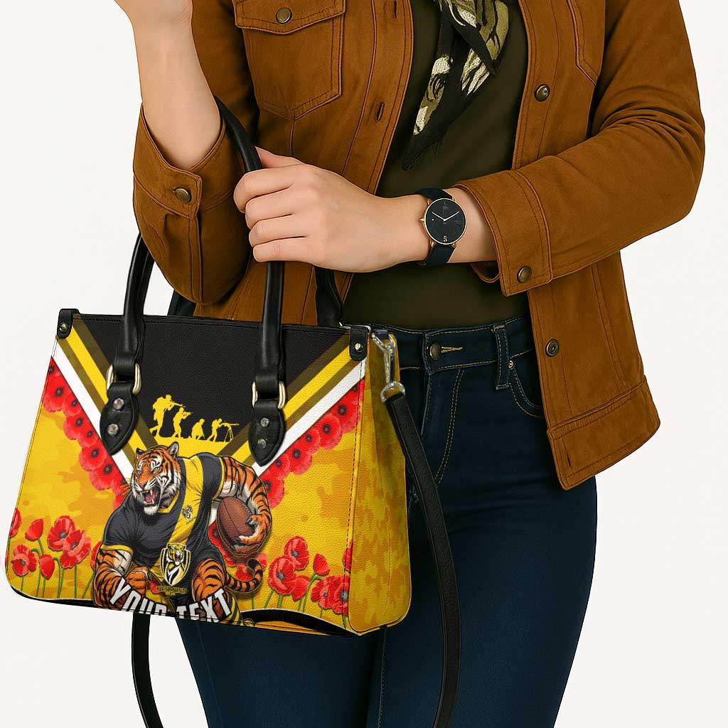 Personalised Richmond Tiger ANZAC Leather Bag Military Remembrance Australian Football Mascot Camouflage
