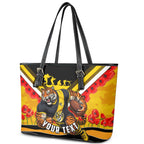 Personalised Richmond Tiger ANZAC Leather Tote Bag Military Remembrance Australian Football Mascot Camouflage