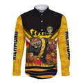 Personalised Richmond Tiger ANZAC Long Sleeve Button Shirt Military Remembrance Australian Football Mascot Camouflage