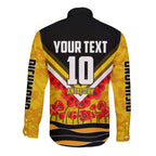 Personalised Richmond Tiger ANZAC Long Sleeve Button Shirt Military Remembrance Australian Football Mascot Camouflage