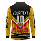 Personalised Richmond Tiger ANZAC Long Sleeve Polo Shirt Military Remembrance Australian Football Mascot Camouflage