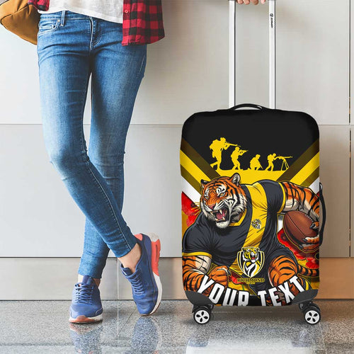 Personalised Richmond Tiger ANZAC Luggage Cover Military Remembrance Australian Football Mascot Camouflage