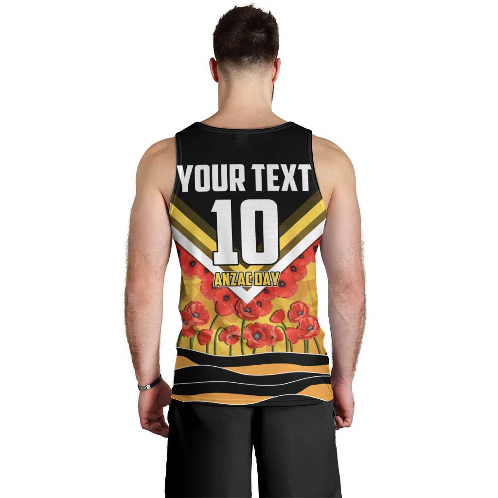 Personalised Richmond Tiger ANZAC Men Tank Top Military Remembrance Australian Football Mascot Camouflage