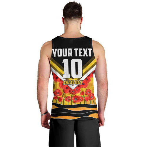 Personalised Richmond Tiger ANZAC Men Tank Top Military Remembrance Australian Football Mascot Camouflage