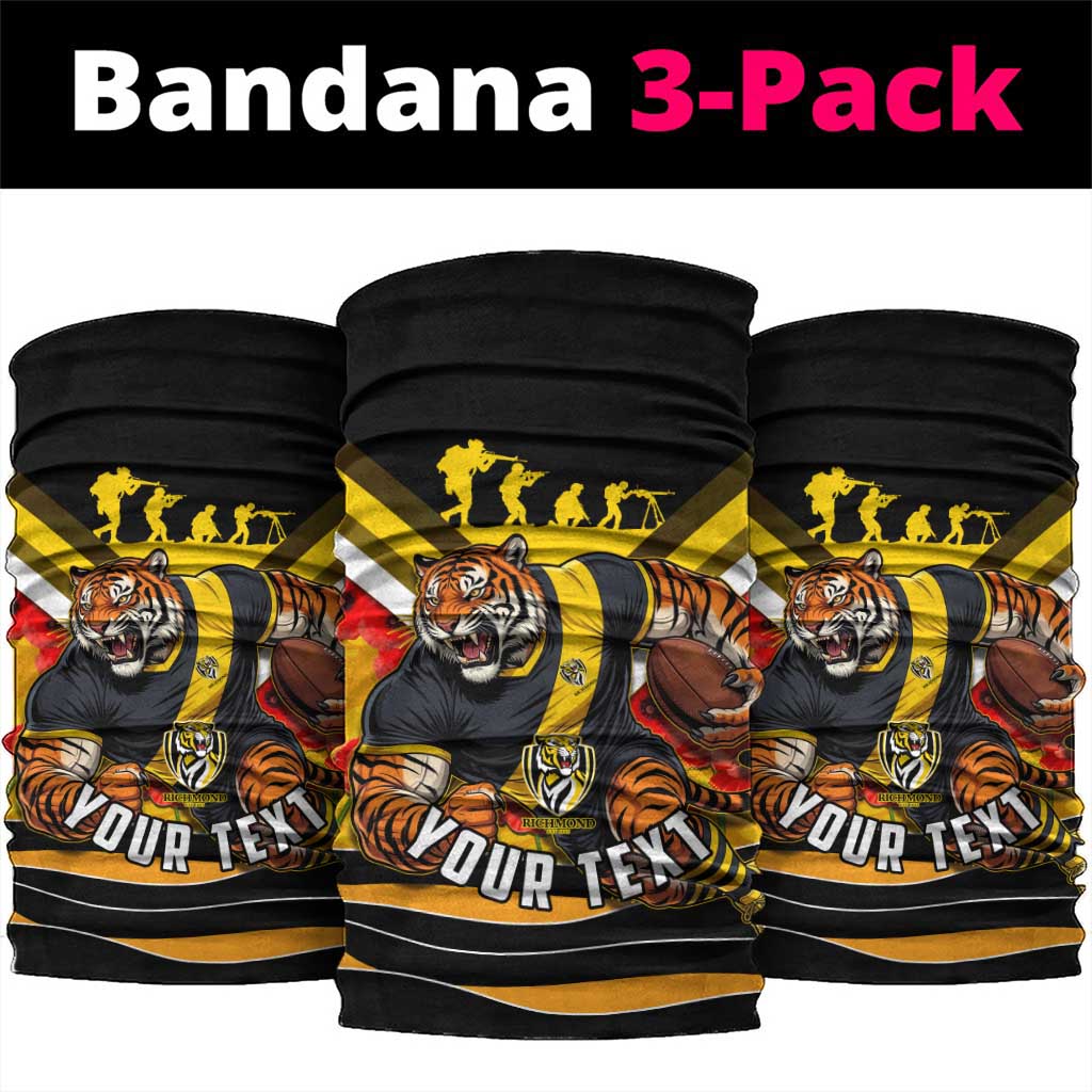 Personalised Richmond Tiger ANZAC Neck Gaiter Military Remembrance Australian Football Mascot Camouflage