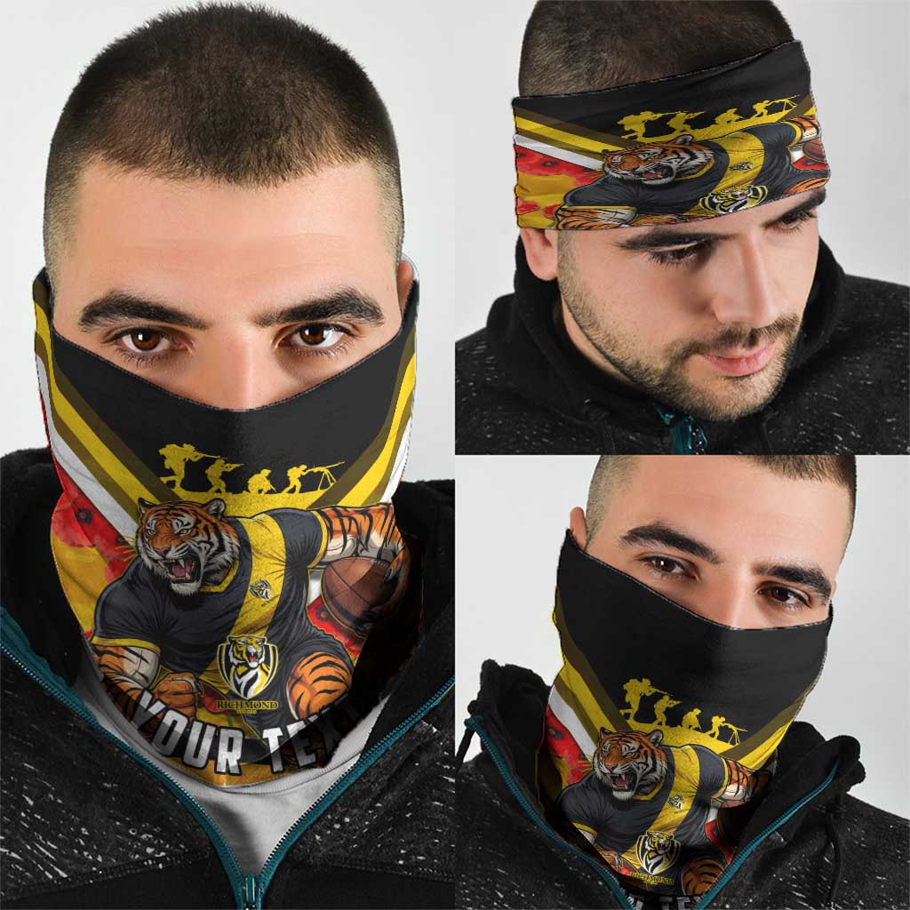 Personalised Richmond Tiger ANZAC Neck Gaiter Military Remembrance Australian Football Mascot Camouflage